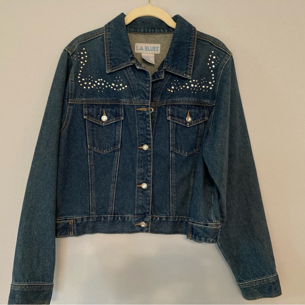 L.A. Blues Denim Jean Jacket with Studded Details sz L